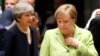 Belgium -- British Prime Minister Theresa May and German Chancellor Angela Merkel attend the EU summit in Brussels, June 22, 2017