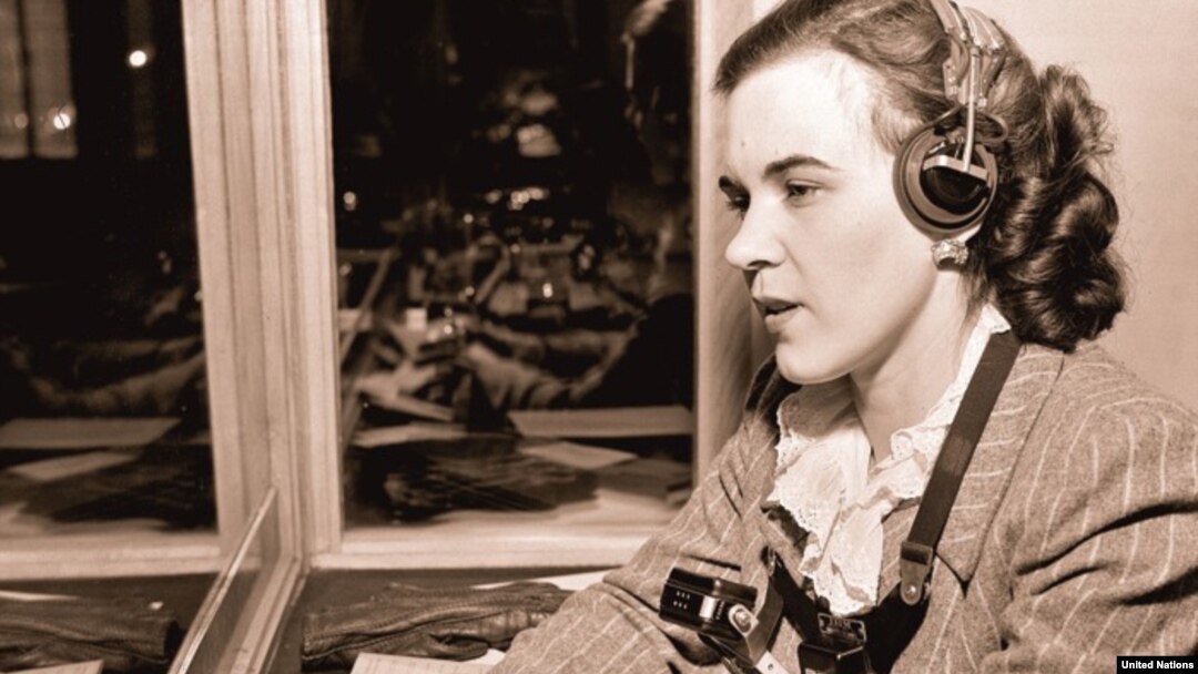 Nadine Pokrosky, who translated from Russian into French for the UN, in a March 1948 photo.