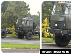 An image shared on social media purporting shows a HAL-branded truck near the MAZ factory in Minsk.