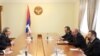 Nagorno-Karabakh - U.S. negotiator James Warlick (L) meets Karabakh President Bako Sahakian in Stepanakert, 13Sep2013.