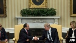 Misir lideri Abdel Fattah al-Sisi (solda) və ABŞ prezidenti Donald Trump Ağ Evdə, 3 aprel, 2017