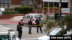 Police keep roads closed following an attack on the campus of Ohio State University on November 28 that wounded at least 11 people.