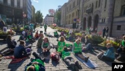 Extinction Rebellion-ის აქტივისტები ოსლოს საპროტესტო აქციაზე. 21 აგვისტო, 2025 წელი