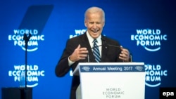 U.S. Vice President Joe Biden speaks in Davos on January 18.