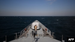 Fregata „Regina Maria” în timpul unor exerciții militare în apropiere de Constanța, 16 martie 2015