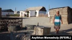 Жительница села имени Комекбаева у колодца. Кызылординская область, 16 июля 2013 года.