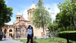 Armenia -- People outside churches in downtown Yerevan, May 12, 2020.