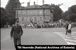 A 1988 march in Tallinn protesting the bitterly remembered secret protocols of the Soviet-Nazi pact signed on the eve of World War II.