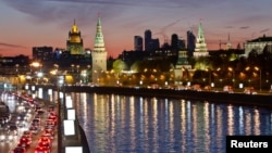 Russia -- A view of Moscow's Kremlin, Ministry of Foreign affairs and Moscow City business district, 18Oct2011