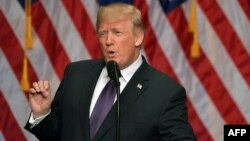 U.S. President Donald Trump outlines his country's National Security Strategy in Washington on December 18. 