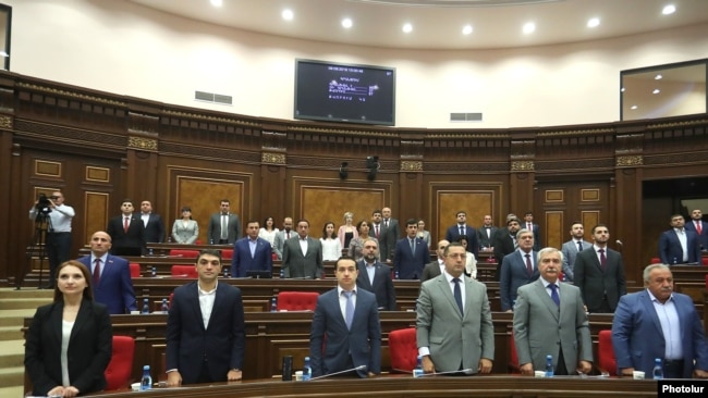 Armenia -- Deputies from the My Step bloc attend a parliament session in Yerevan, September 9, 2019.