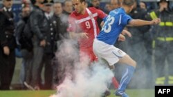 Италия-Сербия іріктеу матчынан көрініс. Генуя, 12 қазан 2010 жыл