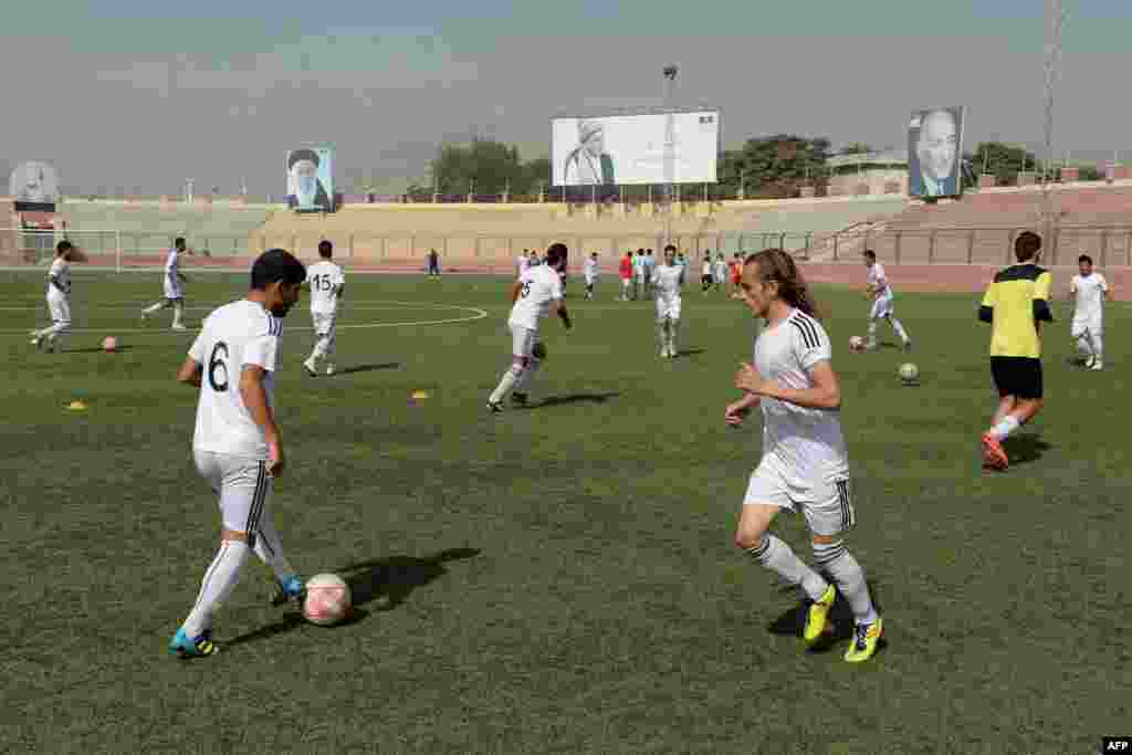 Afghan players practicing in Kabul on September 2.