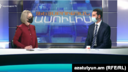 Депутат правящей парламентской фракции «Мой шаг» Рубен Рубинян в студии Азатутюн ТВ, 11 января 2021 г.