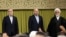 Iran - (L to R) Iran's Supreme Leader Ayatollah Ali Khamenei, Iranian President Masoud Pezeshkian, Parliament Speaker Mohammad Bagher Ghalibaf and judiciary chief Gholam Hossein Mohseni Ejeie, 28January2024