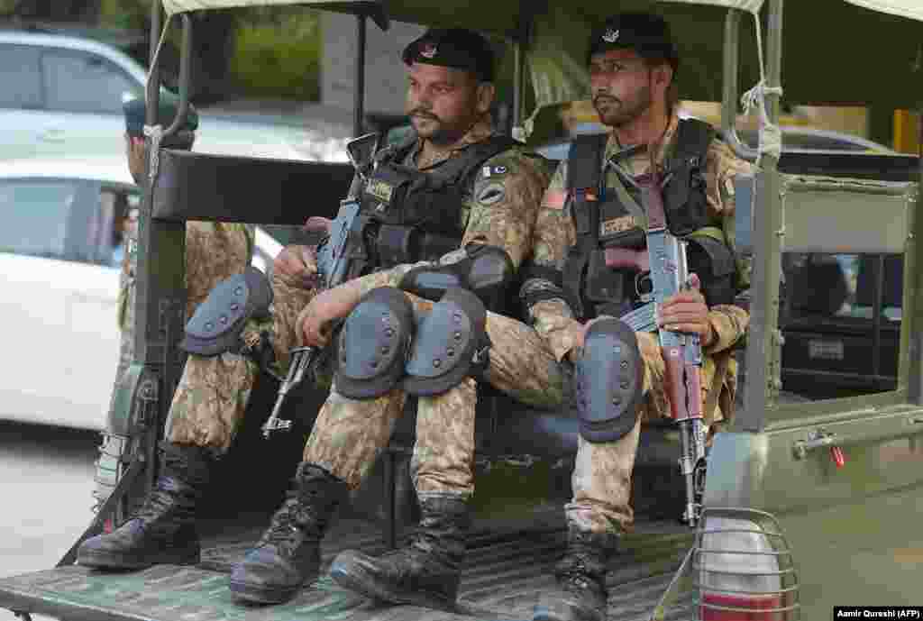 Pakistani soldiers ahead of the royals&rsquo; visit to Islamabad. A British spokesman described the visit as &ldquo;the most complex tour undertaken by the duke and duchess to date, given the logistical and security considerations.&rdquo;