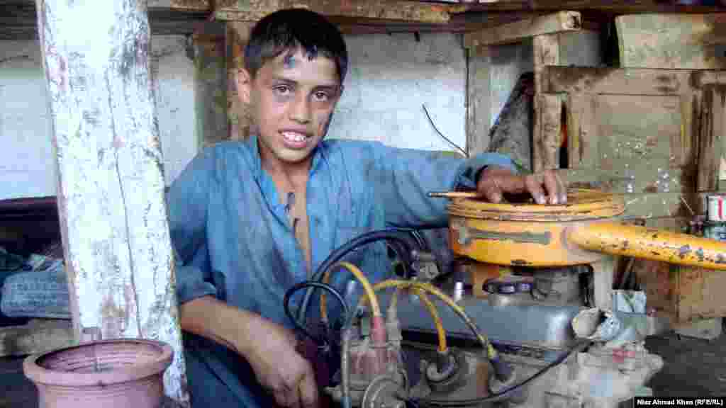 Bakht Alam, 13, from Ningolai in Pakistan&#39;s Swat district, wants to be a mechanic and hopes to be able to buy a bicycle soon.