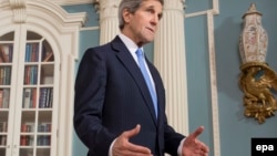 Госсекретарь Керри во время выступления в Госдепартаменте 29 января 2015 года 