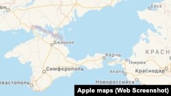 Apple харитасида Қрим Россия ҳудуди сифатида белгиланган.