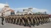 Soldiers from Azerbaijan's breakaway territory of Nagorno-Karabakh march in Stepanakert. Both Yerevan and Nagorno-Karabakh's self-declared, internationally unrecognized leadership maintain that the separatist forces solely comprise ethnic Armenian fighters from the breakaway region.