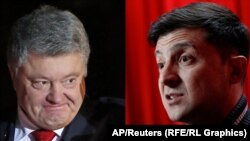 Petro Poroshenko (left) and Volodymyr Zelenskiy will face off in the decisive second round on April 21.