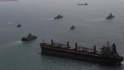 Russian and Iranian ships participate in a joint naval exercise off of southern Iran earlier this year.