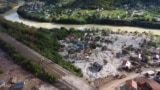 Bosnia and Herzegovina -- Drone shots of the village of Donja Jablanica, devastated by flash floods and landslides, Jablanica, October 7, 2024