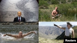 Power man? Putin flexes his muscles.