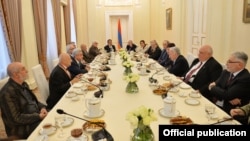 Armenia - President Serzh Sarkisian meets with a group of intellectuals and artists in Yerevan, 16Jan2018.