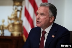 US Special Envoy Steve Witkoff speaks during a cabinet meeting at the White House in Washington on March 26.
