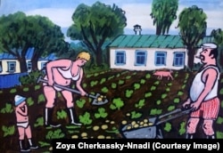 The same location drawn in 2016 from Cherkassky-Nnadi’s memories of summertime in rural Ukraine.