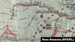 Карта расселения спецпереселенцев по Нарымскому Северу (вырезана только карта бассейна р. Васюгана). Составлена в Сиблаге ОГПУ
