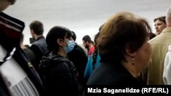 Georgia -- Crowded metro in Tbilisi.