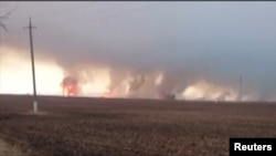 Пожар на военном складе под Харьковом.