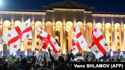 Supporters of Georgian opposition parties have protested the election results. 