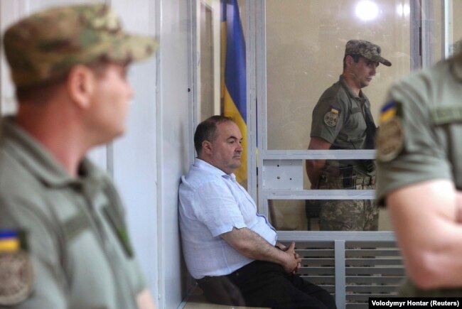 Борис Герман, подозреваемый в организации убийства Аркадия Бабченко, во время судебных слушаний в Киеве 31 мая 2018