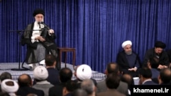 Iranian Supreme Leader Ali Khamenei, during a meeting with Iranian officials on Monday June 12, 2017.