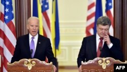 U.S. Vice President Joe Biden at a joint press conference with Ukrainian President Petro Poroshenko in Kyiv in November. (file photo)