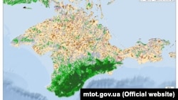 The map, issued by the Ukrainian ministry, purportedly shows Crimea's vegetation in 2018.