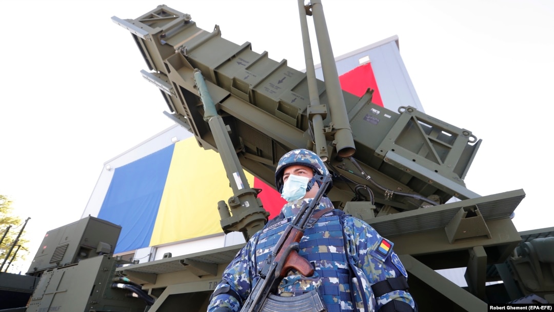 A Romanian soldier guards a Patriot missile system. (file photo)