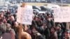 Armenia -- Street traders demonstrate outside the Yerevan municipality, 19Jan2011.