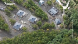 Drone footage of the real estate compound located on a hillside near the Russian ski resort of Krasnaya Polyana.