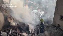 Aftermath of a Russian strike on a residential building in the southern Ukrainian city of Odesa on September 12.