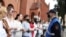 Belarus - Women's solidarity chain aroun the Red Catholic Church , Minsk, 27aug2020