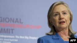 U.S. Secretary of State Hillary Clinton speaks during an Association of Southeast Asian Nations meeting in Nusa Dua on July 23.