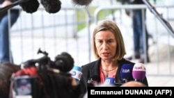 EU foreign policy chief Federica Mogherini in Luxembourg on April 16