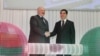 Президенты Туркменистана и Беларуси Г.Бердымухамедов (справа) и Александр Лукашенка (слева) на церемонии открытия Гарлыкского калийного комбината, 31 марта, 2017 