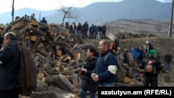 Armenia - Environmental activists protest at Teghut forest, 15Jan2012.