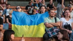 Ukrainians in Kyiv mark the enactment of the State Language Law in July 2019.