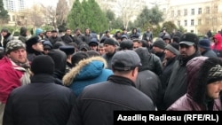 Protesters gathered on January 15 in front of the presidential office in Baku.